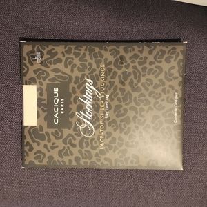 Cacique Lace-Top Sheer Stockings - Ivory - Large